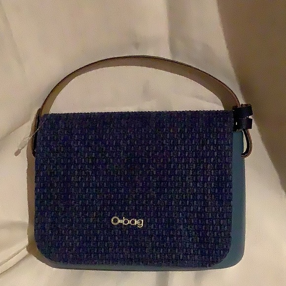 Obag Blue Wool Leather Mini Tote Handbag Italian - Picture 1 of 9